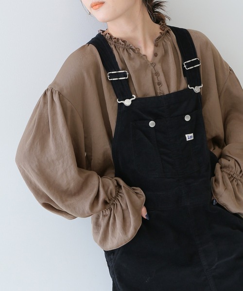 美品✨定価１.３万❤️　ブラック　ピーチサテンギャザーブラウス【手洗い可能】◆ SLOBE IENA（スローブイエナ）の「ピーチサテンギャザーブラウス