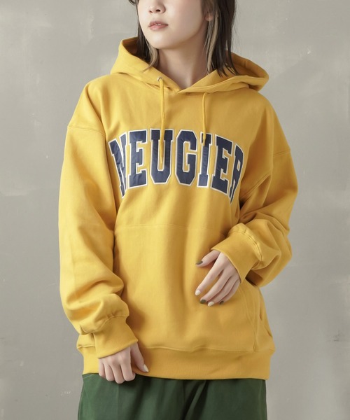 グレーとイエローのジッパーパーカー 定番ジップパーカー