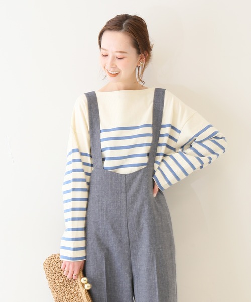 SLOBE IENA（スローブイエナ）の「ベーシックパネルボーダープルオーバー◆（Tシャツ/カットソー・レディース・ブルー/ナチュラル/ホワイト・FREE）」の9枚目の写真