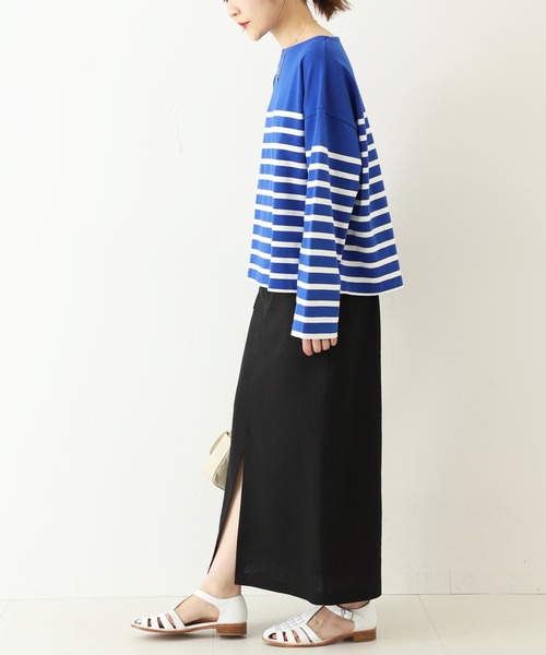 SLOBE IENA（スローブイエナ）の「ベーシックパネルボーダープルオーバー◆（Tシャツ/カットソー・レディース・ブルー/ナチュラル/ホワイト・FREE）」の12枚目の写真