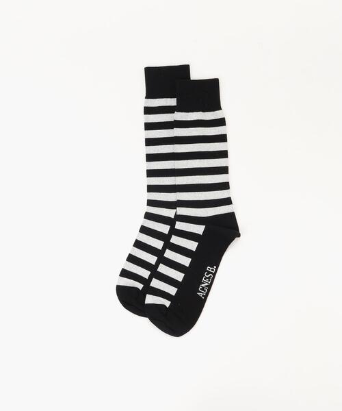 agnes b.（アニエスベー）の「細ボーダー ソックス（ソックス/靴下・レディース・ブラック・2/1）」の3枚目の写真