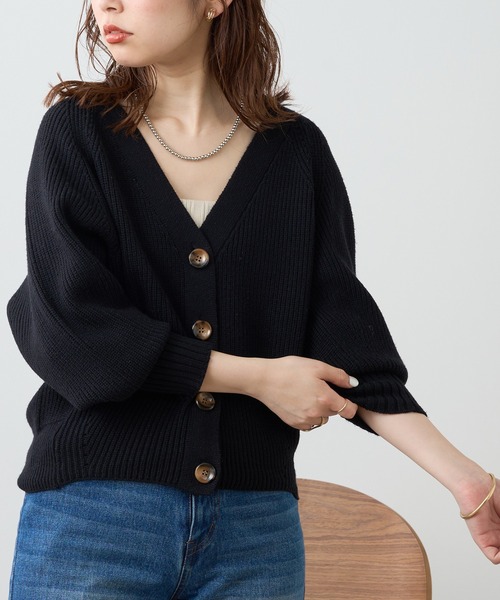 natural couture（ナチュラルクチュール）の「もちもちプチプラアイレットカーディガン（カーディガン/ボレロ・レディース・イエロー/ラベンダー/オフホワイト/ブラック/ベージュ/グレー・FREE）」の3枚目の写真