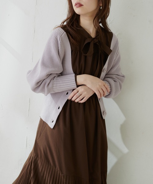 natural couture（ナチュラルクチュール）の「もちもちプチプラアイレットカーディガン（カーディガン/ボレロ・レディース・イエロー/ラベンダー/オフホワイト/ブラック/ベージュ/グレー・FREE）」の16枚目の写真