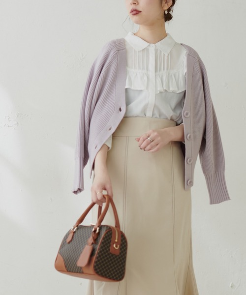 natural couture（ナチュラルクチュール）の「もちもちプチプラアイレットカーディガン（カーディガン/ボレロ・レディース・イエロー/ラベンダー/オフホワイト/ブラック/ベージュ/グレー・FREE）」の17枚目の写真