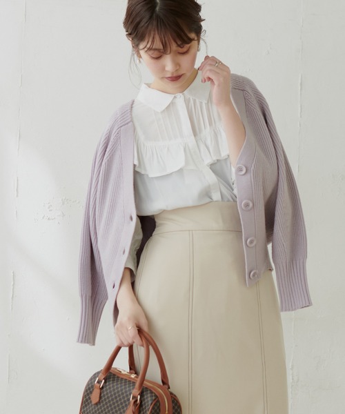 natural couture（ナチュラルクチュール）の「もちもちプチプラアイレットカーディガン（カーディガン/ボレロ・レディース・イエロー/ラベンダー/オフホワイト/ブラック/ベージュ/グレー・FREE）」の18枚目の写真