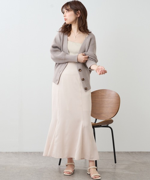 natural couture（ナチュラルクチュール）の「もちもちプチプラアイレットカーディガン（カーディガン/ボレロ・レディース・イエロー/ラベンダー/オフホワイト/ブラック/ベージュ/グレー・FREE）」の8枚目の写真