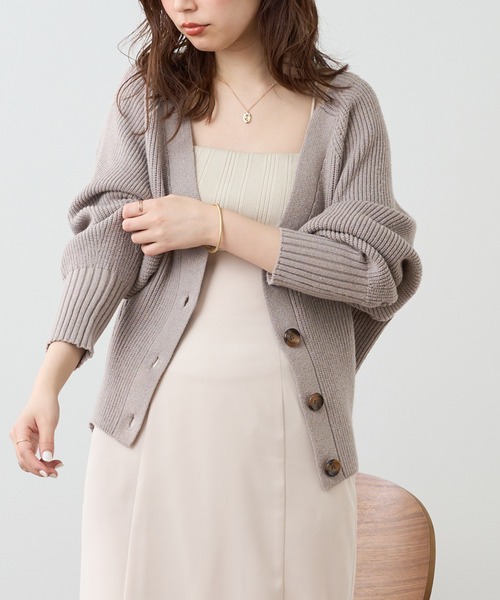 natural couture（ナチュラルクチュール）の「もちもちプチプラアイレットカーディガン（カーディガン/ボレロ・レディース・イエロー/ラベンダー/オフホワイト/ブラック/ベージュ/グレー・FREE）」の7枚目の写真