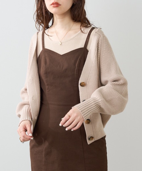 natural couture（ナチュラルクチュール）の「もちもちプチプラアイレットカーディガン（カーディガン/ボレロ・レディース・イエロー/ラベンダー/オフホワイト/ブラック/ベージュ/グレー・FREE）」の9枚目の写真