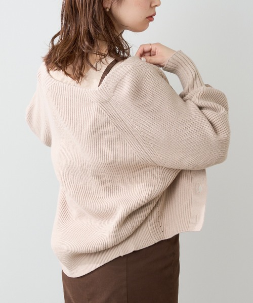 natural couture（ナチュラルクチュール）の「もちもちプチプラアイレットカーディガン（カーディガン/ボレロ・レディース・イエロー/ラベンダー/オフホワイト/ブラック/ベージュ/グレー・FREE）」の10枚目の写真