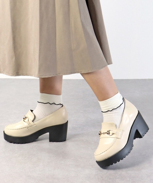 LibertyDoll（リバティードール）の「LibertyDoll / [軽量]7.5cm厚底チャンキーヒールビットローファー  (3038)　ボリュームソール（ローファー・レディース・ブラック系その他/ブラック/ダークブラウン/グレイッシュベージュ/アイボリー・S/LL/M/L/SS）」の11枚目の写真