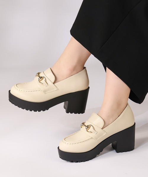 LibertyDoll（リバティードール）の「LibertyDoll / [軽量]7.5cm厚底チャンキーヒールビットローファー  (3038)　ボリュームソール（ローファー・レディース・ブラック系その他/ブラック/ダークブラウン/グレイッシュベージュ/アイボリー・S/LL/M/L/SS）」の16枚目の写真