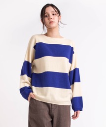 RNA-N | K2577 コットンリネンビッグボーダーニットプルオーバー(ニット/セーター)