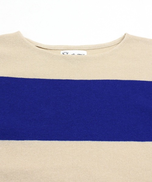 RNA-N（アールエヌエーエヌ）の「K2577 コットンリネンビッグボーダーニットプルオーバー（ニット/セーター・レディース・ブルー/ライトブラウン/ホワイト×ブラック・MEDIUM）」の14枚目の写真