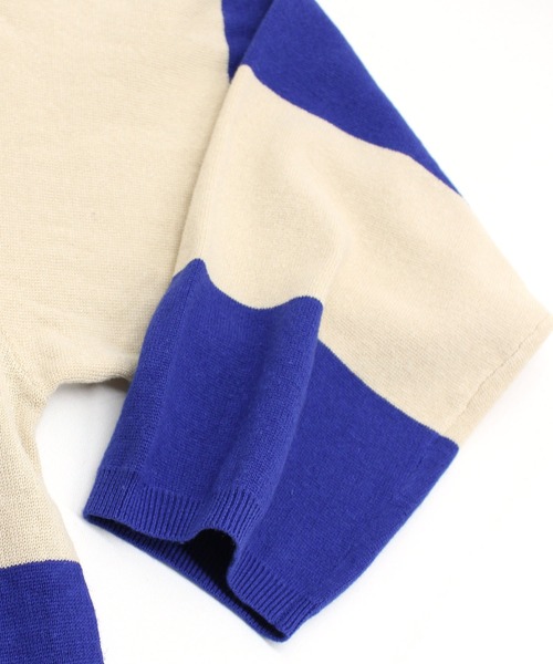 RNA-N（アールエヌエーエヌ）の「K2577 コットンリネンビッグボーダーニットプルオーバー（ニット/セーター・レディース・ブルー/ライトブラウン/ホワイト×ブラック・MEDIUM）」の16枚目の写真