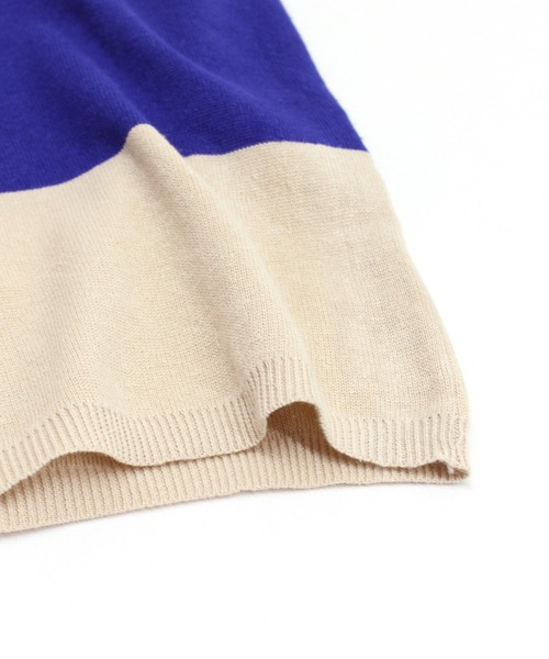 RNA-N（アールエヌエーエヌ）の「K2577 コットンリネンビッグボーダーニットプルオーバー（ニット/セーター・レディース・ブルー/ライトブラウン/ホワイト×ブラック・MEDIUM）」の7枚目の写真