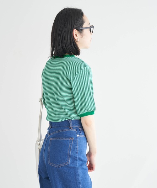 Healthknit(ヘルスニット)の「Healthknit / ヘルスニット 別注 ワッフルボーダーリンガーTシャツ(Tシャツ/カットソー・レディース・ブラック/レッド/ブルー/グリーン・FREE)」の13枚目の写真