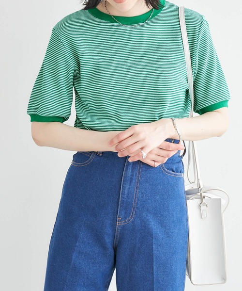 tシャツ 「別注」Healthknit / ワッフル ボーダー Tシャツ レディース Healthknit tシャツ 「HEALTHKNIT/ヘルスニット」 別注 ヘンリー