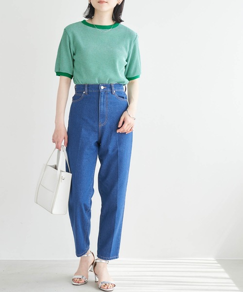 Healthknit(ヘルスニット)の「Healthknit / ヘルスニット 別注 ワッフルボーダーリンガーTシャツ(Tシャツ/カットソー・レディース・ブラック/レッド/ブルー/グリーン・FREE)」の18枚目の写真