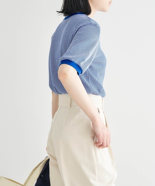 Healthknit(ヘルスニット)の「Healthknit / ヘルスニット 別注 ワッフルボーダーリンガーTシャツ(Tシャツ/カットソー・レディース・ブラック/レッド/ブルー/グリーン・FREE)」の21枚目の写真