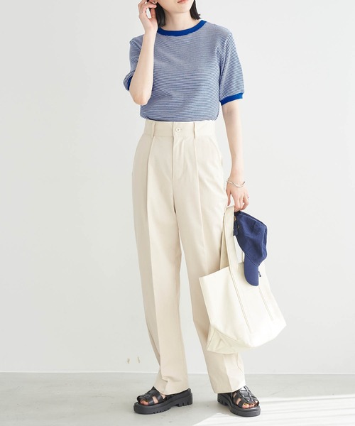 Healthknit(ヘルスニット)の「Healthknit / ヘルスニット 別注 ワッフルボーダーリンガーTシャツ(Tシャツ/カットソー・レディース・ブラック/レッド/ブルー/グリーン・FREE)」の22枚目の写真