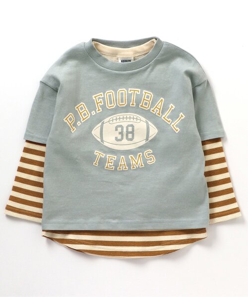 BREEZE(ブリーズ)の「/カレッジ2PセットTシャツ(Tシャツ/カットソー・キッズ・ベージュ/チャコール/レッド/サックスブルー・130/140/150/90/100/110/120)」の1枚目の写真