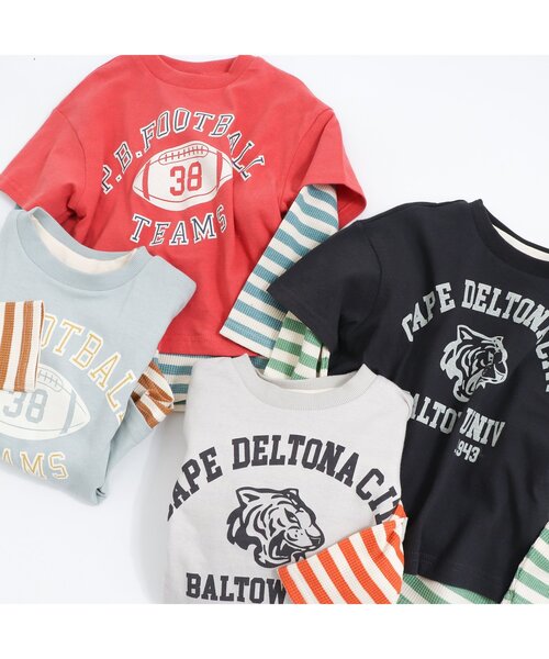 BREEZE(ブリーズ)の「/カレッジ2PセットTシャツ(Tシャツ/カットソー・キッズ・ベージュ/チャコール/レッド/サックスブルー・130/140/150/90/100/110/120)」の6枚目の写真