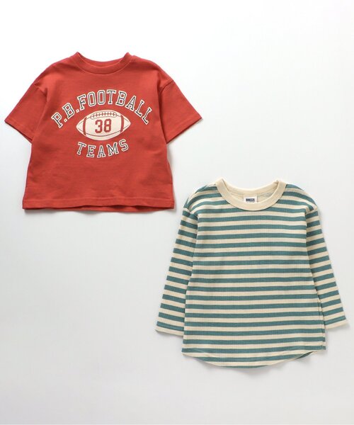 BREEZE(ブリーズ)の「/カレッジ2PセットTシャツ(Tシャツ/カットソー・キッズ・ベージュ/チャコール/レッド/サックスブルー・130/140/150/90/100/110/120)」の13枚目の写真