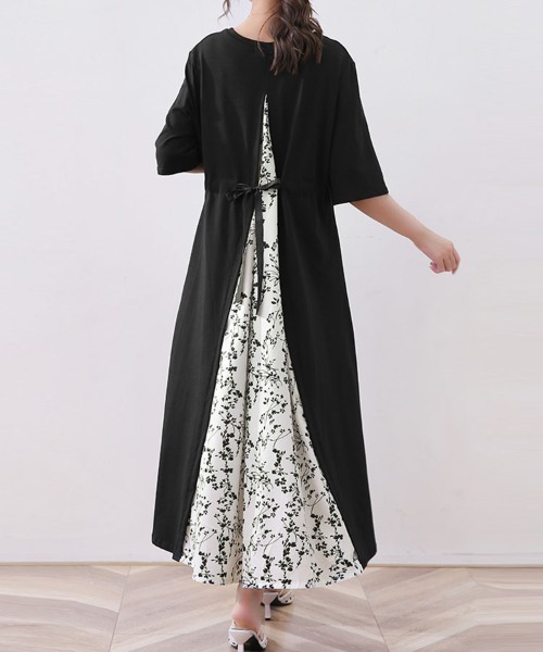 バックスリット切替ロングワンピース 半袖 ワンピース Doux Belle ドゥーベル のファッション通販 Zozotown