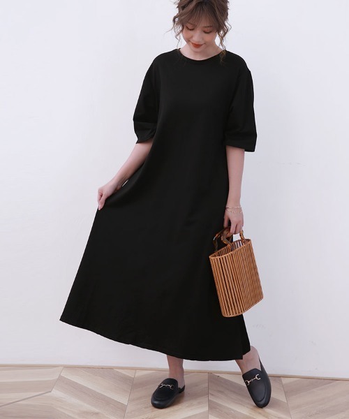 Doux Belle(ドゥーベル)の「バックスリット切替ロングワンピース 半袖(ワンピース・レディース・カーキ/その他2/ピンク/ホワイト/その他1/ベージュ/グレー/ブラック・FREE)」の15枚目の写真
