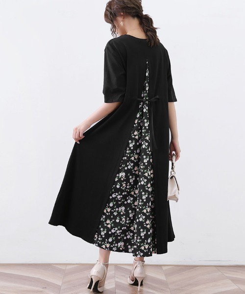 Doux Belle(ドゥーベル)の「バックスリット切替ロングワンピース 半袖(ワンピース・レディース・カーキ/その他2/ピンク/ホワイト/その他1/ベージュ/グレー/ブラック・FREE)」の16枚目の写真