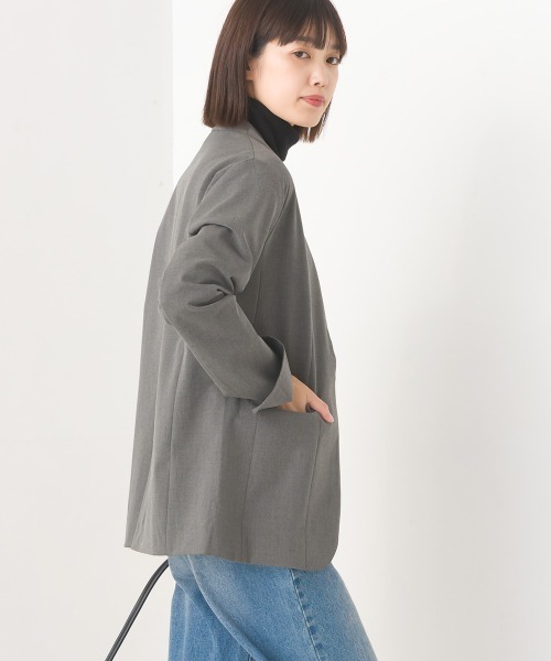 OMNES（オムネス）の「TRストレッチ ノーカラージャケット（ノーカラージャケット・レディース・ブラック/ベージュ/グレー・M/L）」の11枚目の写真