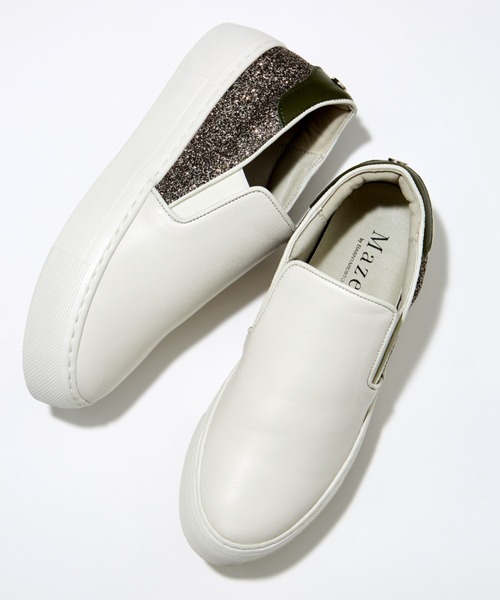 Mazell（マゼル）の「Mazell  / 厚底ライトスリッポン2（スリッポン・レディース・グレー/オフホワイト・36/40/38/35/39/37）」の2枚目の写真