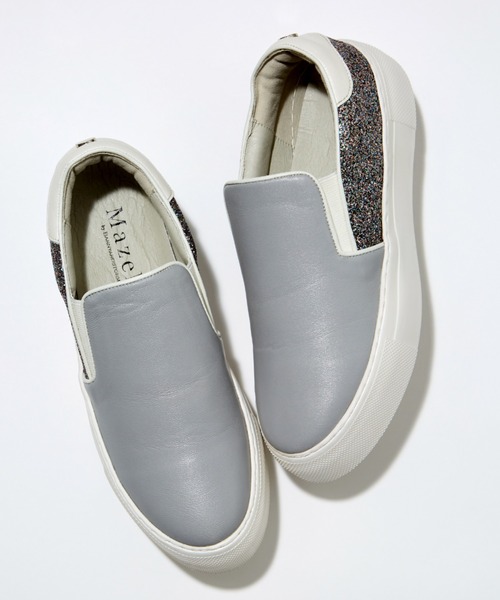 Mazell（マゼル）の「Mazell  / 厚底ライトスリッポン2（スリッポン・レディース・グレー/オフホワイト・36/40/38/35/39/37）」の4枚目の写真