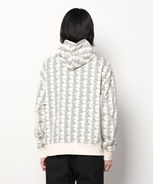 LACOSTE L!VE（ラコステライブ）の「ラコステライブ モノグラムスウェットパーカ（パーカー・メンズ・ホワイト×グリーン・S/M/L/XS）」の3枚目の写真