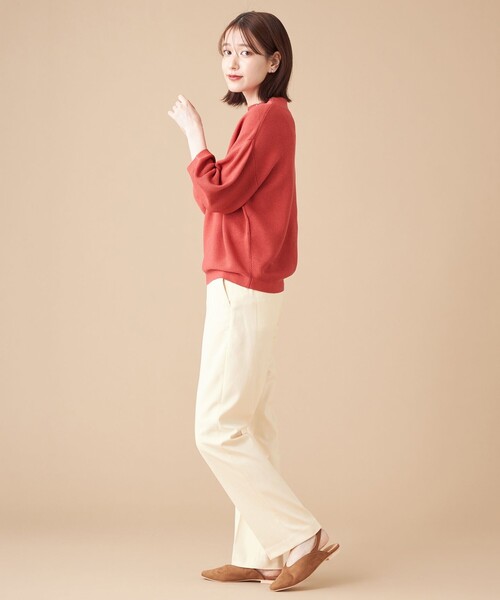 SHARE PARK（シェアパーク）の「【洗える】ガータードルマンニット（ニット/セーター・レディース・ライトグレー系/ネイビー系/レッド系・1）」の6枚目の写真