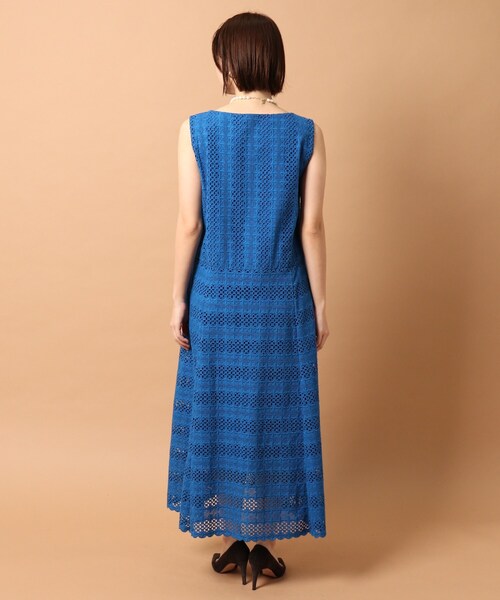 ドレステリア　シフリー刺繍フレアワンピース　青　ブルー DRESSTERIOR（ドレステリア）の「◇シフリー刺繍フレア