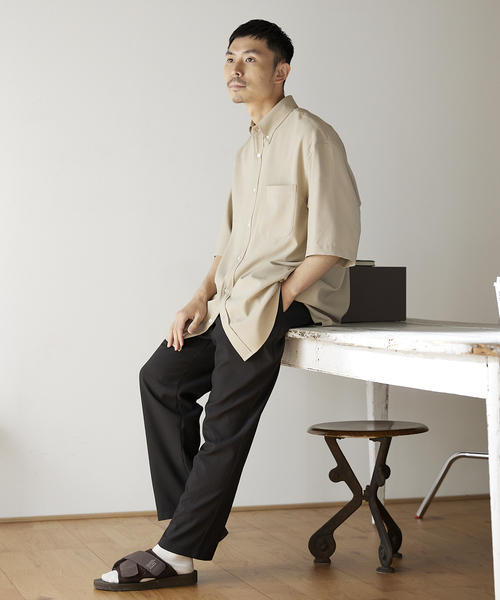 JOURNAL STANDARD relume(ジャーナルスタンダード レリューム)の「サッカー ボタンダウン ハーフスリーブシャツ(シャツ/ブラウス・メンズ・ブラック/ベージュ/ブルー・SMALL/MEDIUM/LARGE)」の15枚目の写真