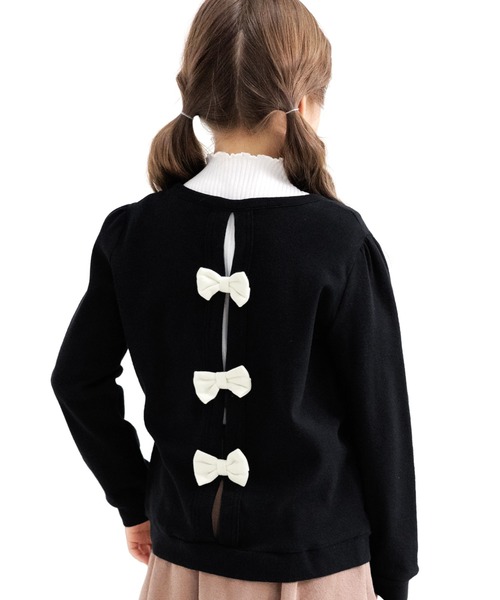 Bee des Bee（ビーデスビー）の「バックリボンカーディガン（カーディガン/ボレロ・キッズ・ブラック/ブラウン/杢グレー/ピンク/サックスブルー・110cm/100cm/120cm/130cm/140cm/150cm）」の2枚目の写真