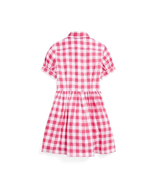 ギンガム リネン シャツドレス