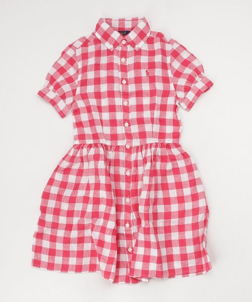 ギンガム リネン シャツドレス