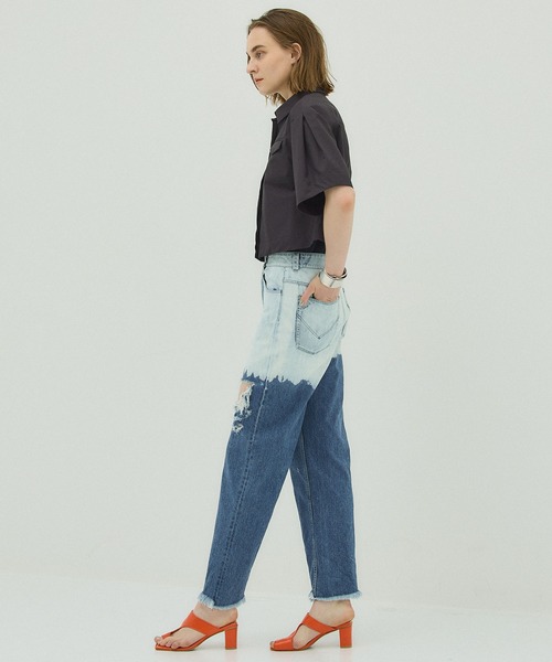 STUDIOUS（ステュディオス）の「【STUDIOUS】タックスリーブクロップドシャツ〈洗える〉（シャツ/ブラウス・レディース・ホワイト/ネイビー/カーキ・FREE）」の17枚目の写真