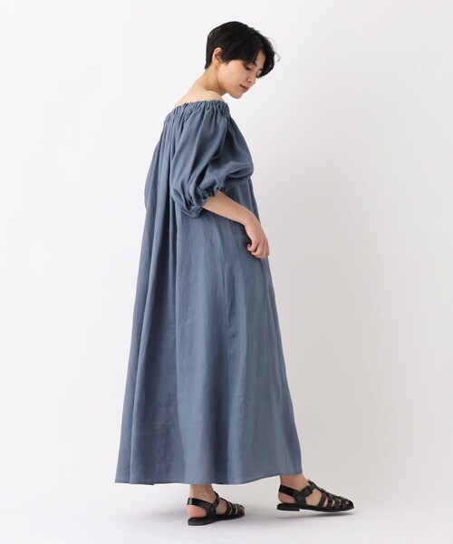 OPAQUE.CLIP（オペークドットクリップ）の「◆【大草直子さんコラボ】フレンチリネン ギャザーワンピース（ワンピース・レディース・ピンク系/ブルー/ブラック・38/36）」の21枚目の写真