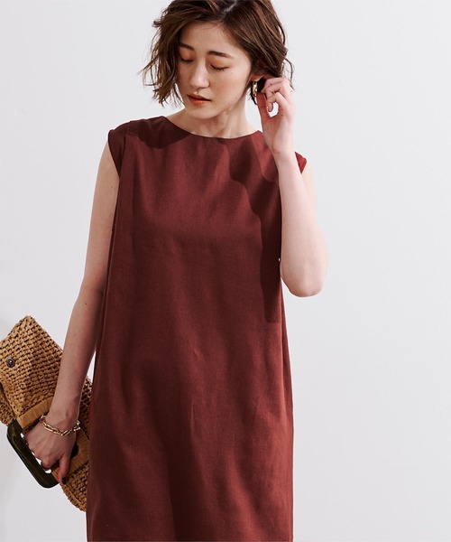 UR'S（ユアーズ）の「ノースリーブコクーンロングワンピース（ワンピース・レディース・ベージュ/ブルー/レッド/ブラック/オレンジ系その他/ターコイズブルー/ナチュラル・S/M/L）」の6枚目の写真