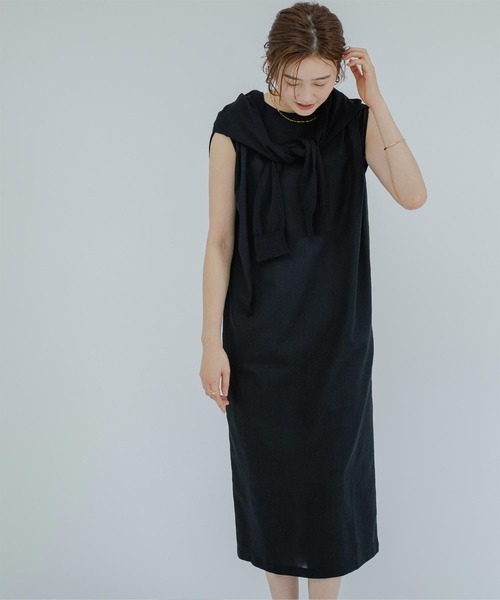 UR'S（ユアーズ）の「ノースリーブコクーンロングワンピース（ワンピース・レディース・ベージュ/ブルー/レッド/ブラック/オレンジ系その他/ターコイズブルー/ナチュラル・S/M/L）」の14枚目の写真