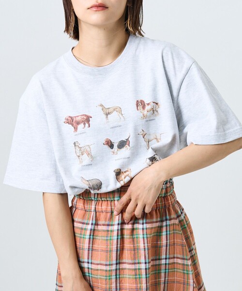 FREAK'S STORE(フリークスストア)の「9DOGs アート半袖Tシャツ(Tシャツ/カットソー・レディース・ホワイト/オフホワイト/ライトグレー/グレー・フリ-)」の4枚目の写真
