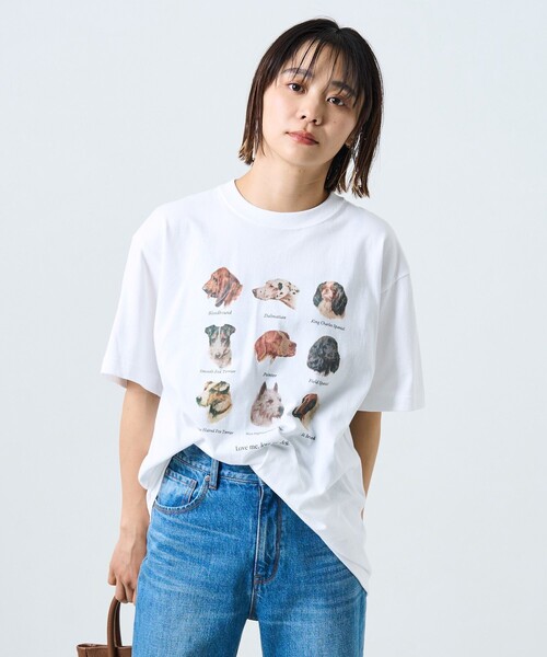 FREAK'S STORE(フリークスストア)の「9DOGs アート半袖Tシャツ(Tシャツ/カットソー・レディース・ホワイト/オフホワイト/ライトグレー/グレー・フリ-)」の6枚目の写真