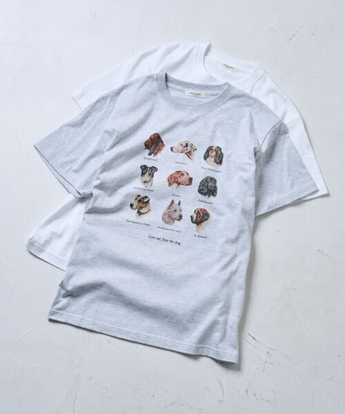 FREAK'S STORE(フリークスストア)の「9DOGs アート半袖Tシャツ(Tシャツ/カットソー・レディース・ホワイト/オフホワイト/ライトグレー/グレー・フリ-)」の12枚目の写真