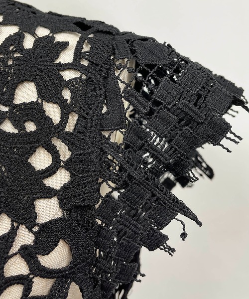 PICCIN(ピッチン)の「【セットアップ着用可能】総レースフレンチタック袖ブラウス(シャツ/ブラウス・レディース・ホワイト/ブラック・M)」の12枚目の写真