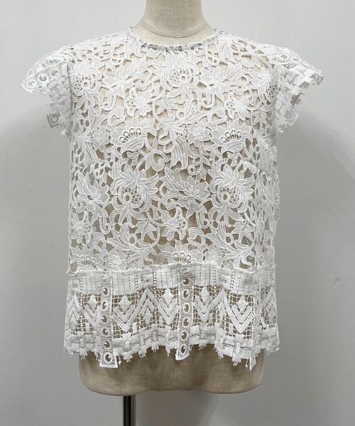 PICCIN(ピッチン)の「【セットアップ着用可能】総レースフレンチタック袖ブラウス(シャツ/ブラウス・レディース・ホワイト/ブラック・M)」の3枚目の写真