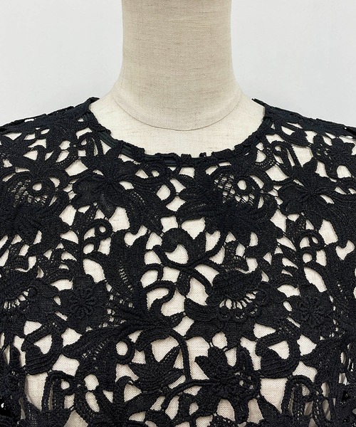 PICCIN(ピッチン)の「【セットアップ着用可能】総レースフレンチタック袖ブラウス(シャツ/ブラウス・レディース・ホワイト/ブラック・M)」の7枚目の写真